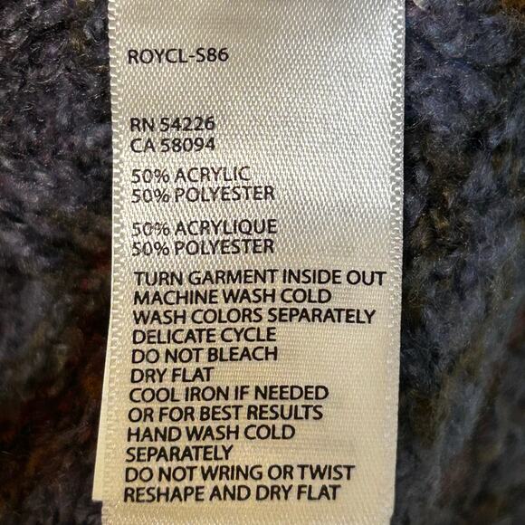 Royal Robins Sweater Striped Open Knit Cowl Neck Round Hem Lilac Purple Size L - Picture 5 of 8